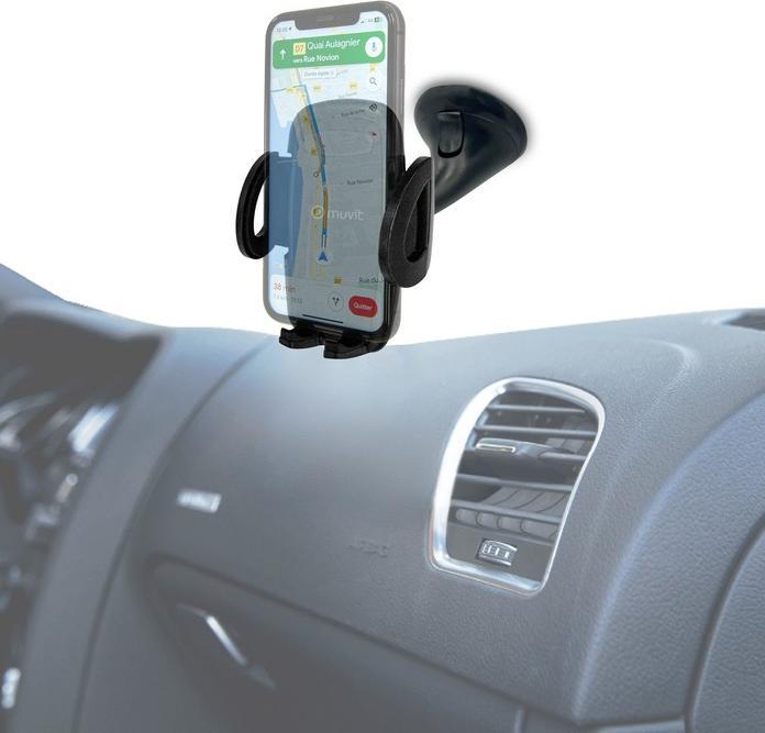 Produktbild Muvit Support Voiture 2en1 Grille / Pare-Brise / Tableau De Bord En Plastique Recycle Pour Mobiles 92mm Ma
