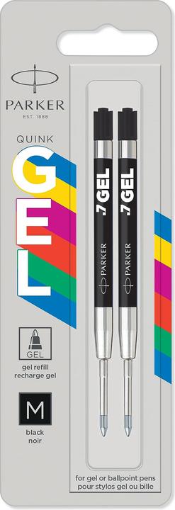 Actual product image Parker Pen Gel refill ECO, black, line width: M, blister of 2 quick-drying, smudge-proof ink, suitable for (Gel mine, Black, 0.70 mm)