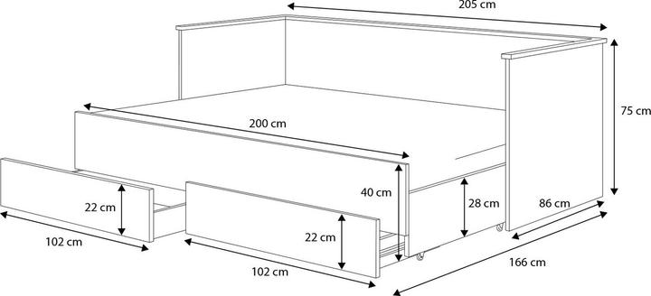 Immagine prodotto ADRK Furniture Letto matrimoniale con materassi HELA II 200x80 (160 x 200 cm)