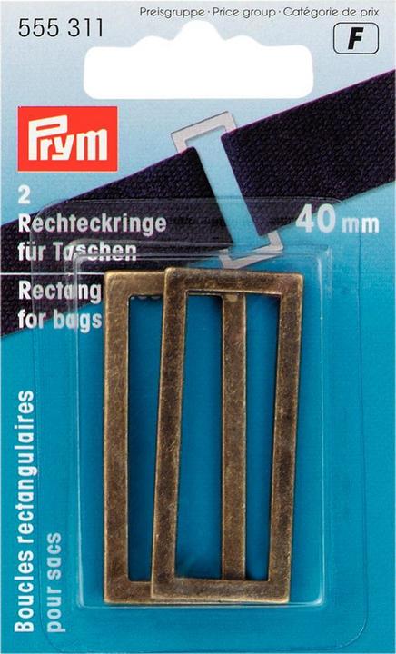 Image du produit Prym Anneaux rectangulaires pour sacs, laiton vieilli 40 mm, carte 2 pcs.
