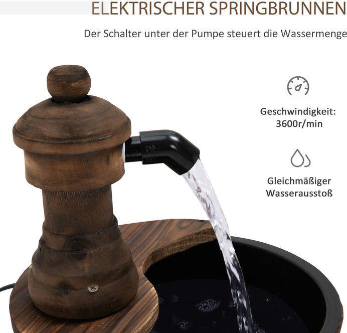 Immagine prodotto Swisshandel24 Fontana da giardino, legno di abete + metallo legno naturale