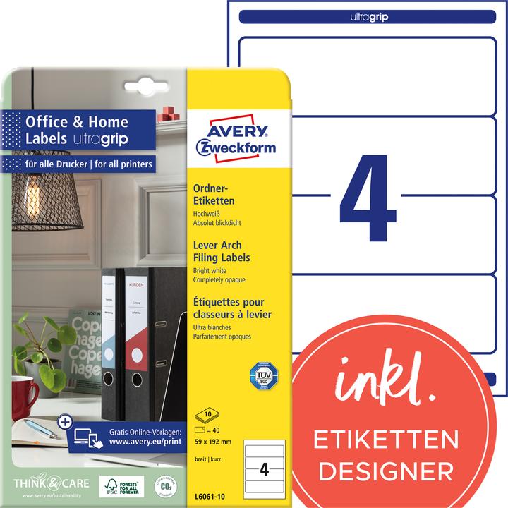 Produktbild Avery Ordner-Etiketten, Home Office, Kleinpackung
