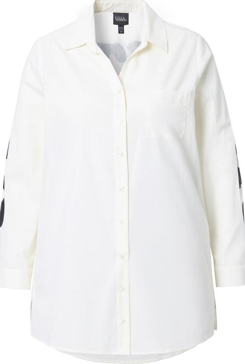 Immagine prodotto Ulla Popken Blusa lunga con scritta stampata sul retro, collo da camicia e maniche lunghe (46, 48)