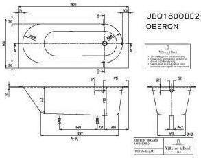 Produktbild Villeroy & Boch V&B Einbauwanne OBERON R-eck1800x800mm we (175 l, 180 cm, 80 cm)