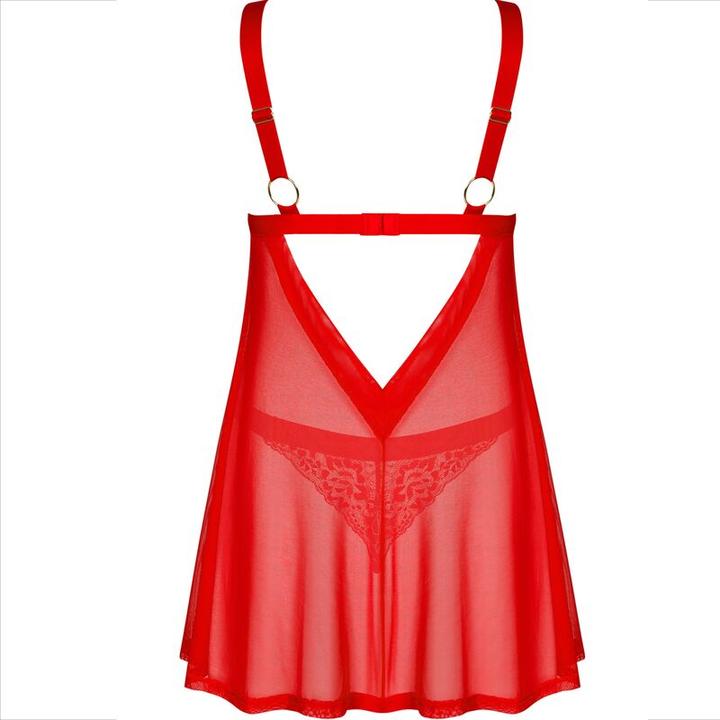 Produktbild Obsessive Elianes Babydoll und String Rot (XL, XXL)