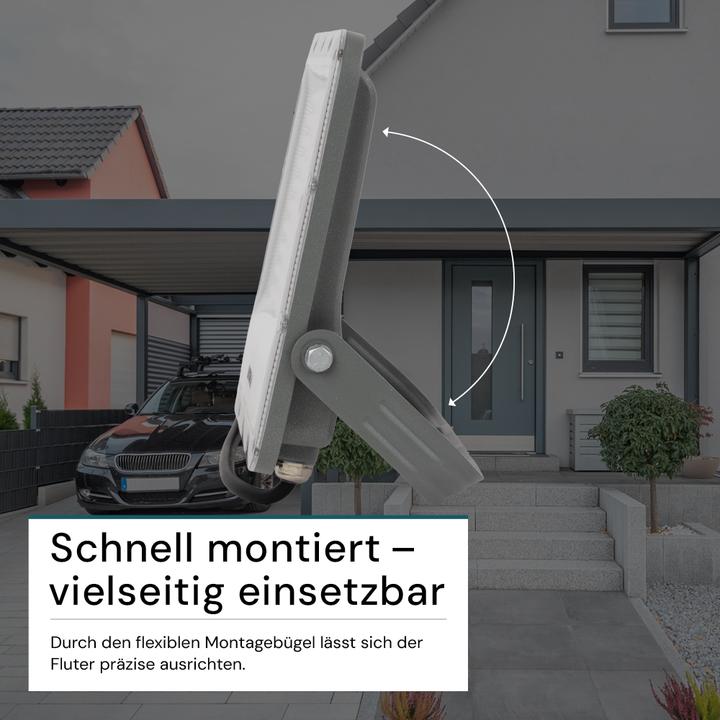 Produktbild Luxula LED-Fluter, EEK: E, 100W, 12000lm, 4000K, IP65, grau (12000 lm, IP65)