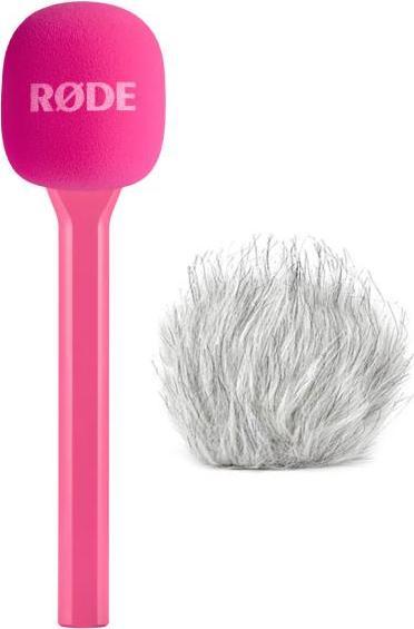 RØDE Handadapter Interview GO Pink mit Fell-Windschutz