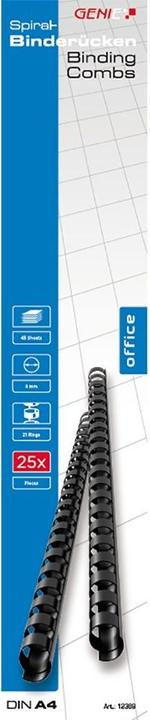 Actual product image Genie Spiral binder spines 8mm black 25 pcs.