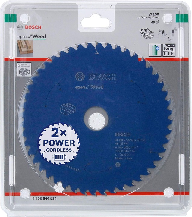 Actual product image Bosch Professional Zubehör Cordless circular saw blade Expert for Wood, 190 x 1.5/1 x 30, 48 teeth