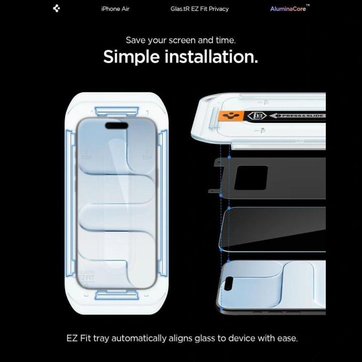 Actual product image Spigen Glas.tR EZ-FIT (2 pack) (2 pcs., Apple iPhone Air)