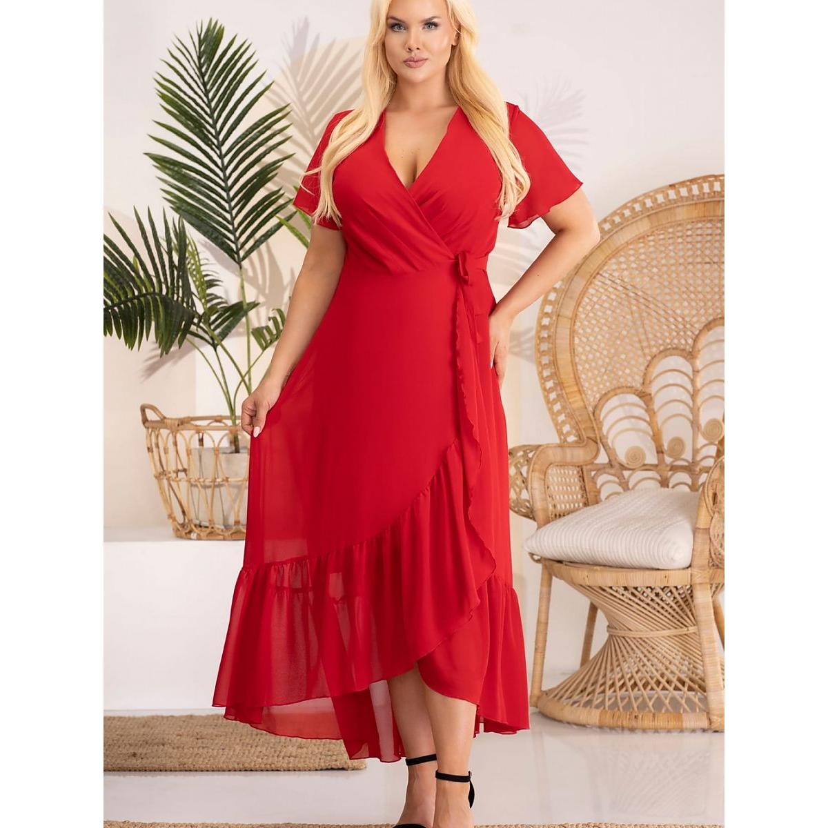Karko, Damen, Kleider, Plus-Size Kleider, Rot, (50, 51, 52)