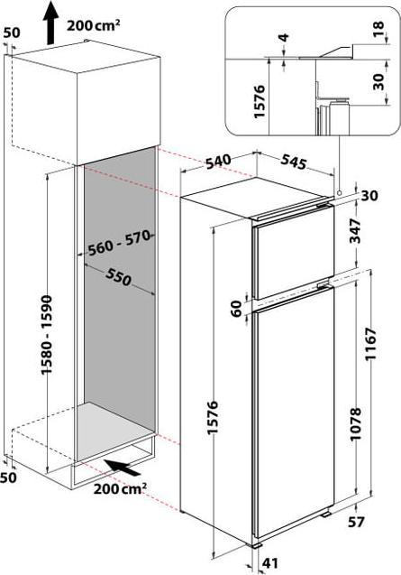 Produktbild Whirlpool ART3672 Einbau-Kühlschrank mit zwei Türen (239 l)