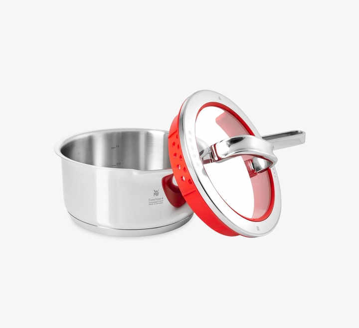 Produktbild WMF Stielkasserolle Topf 16cm Stieltopf Deckel Function4 Induktion Edelstahl (16 cm, Kochtopf, Edelstahl)