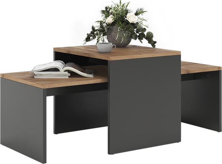 Produktbild Vicco Couchtisch-Set Donat, Anthrazit/Goldkraft Eiche, 100 x 48 cm, 2 Teile