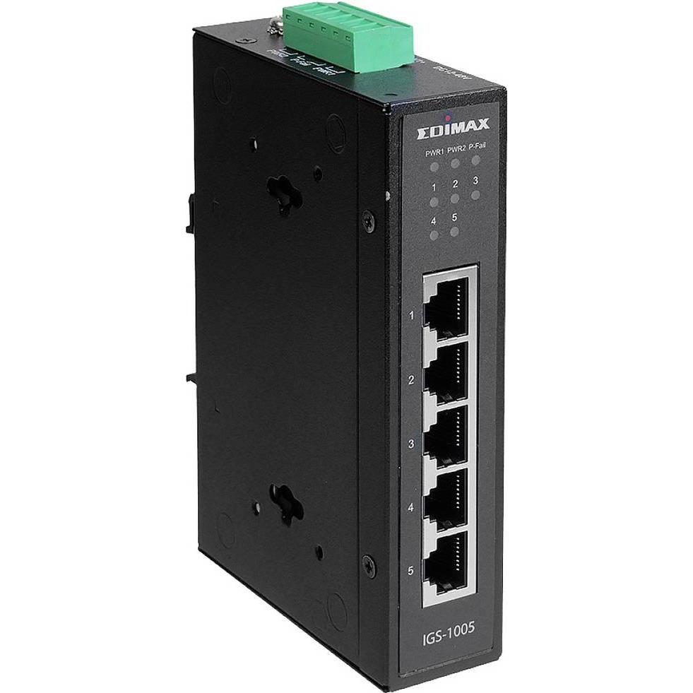 Edimax Pro Rail Switch IGS-1005 5 Port (5 Ports), Netzwerk Switch, Schwarz