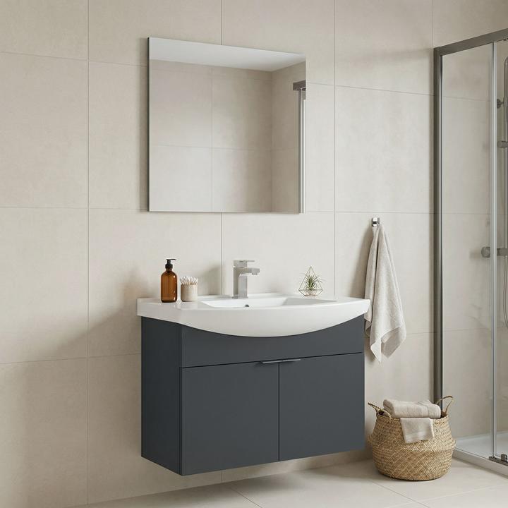 Produktbild Homitis Purus 80 Bathroom Cabinet With Sink & Mirror Set (2 Pieces)
