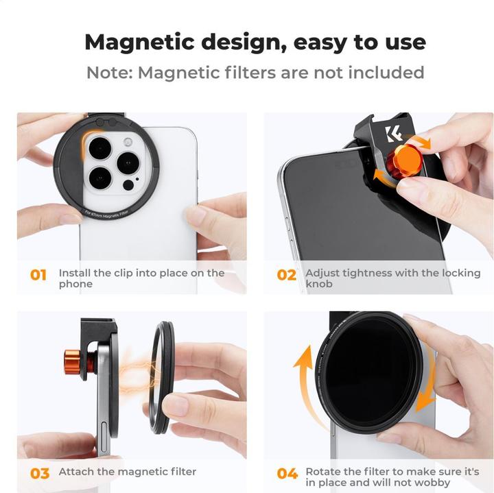 Produktbild K&F Concept 67mm Magnetic Phone Clip, Cleaning Cloth