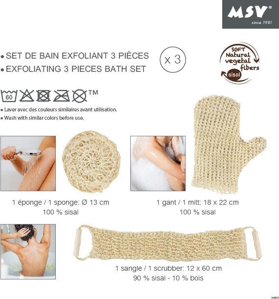 Immagine prodotto MSV Set di spugne da bagno in sisal, bianco