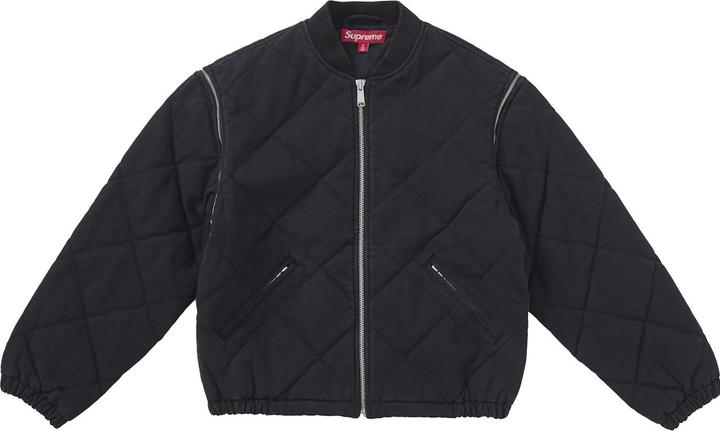Actual product image Supreme Zip-Off Sleeve Quilted Bomber Jacket Black (M)