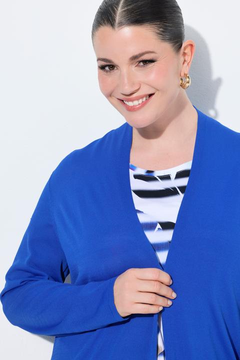 Produktbild Ulla Popken Long-Strickjacke, Stehkragen, offene Form (54, 56)