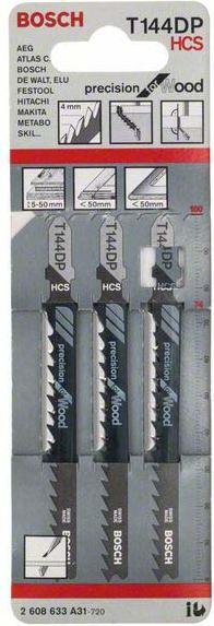 Immagine prodotto Bosch Professional Zubehör Lama per seghetto alternativo PRO Wood precise T144DP, 100 mm, 3 pezzi.