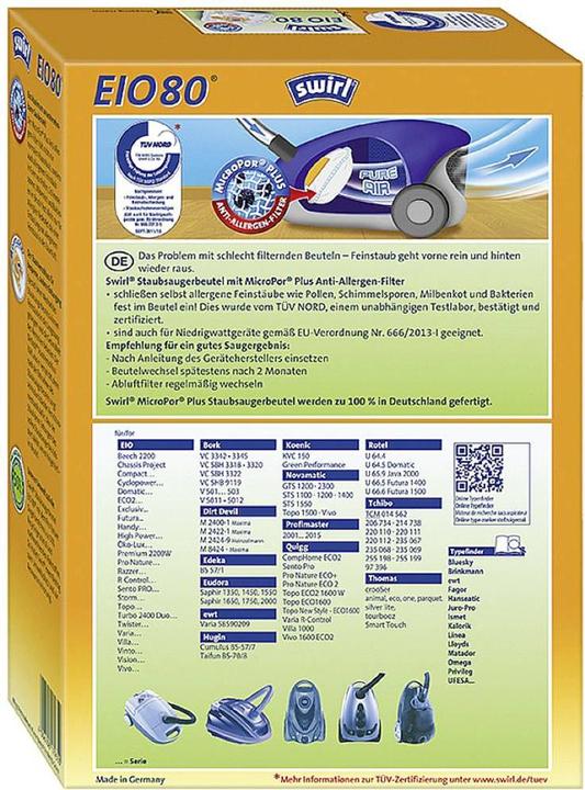 Nutritional values and ingredients Swirl Eio 80 (4x)