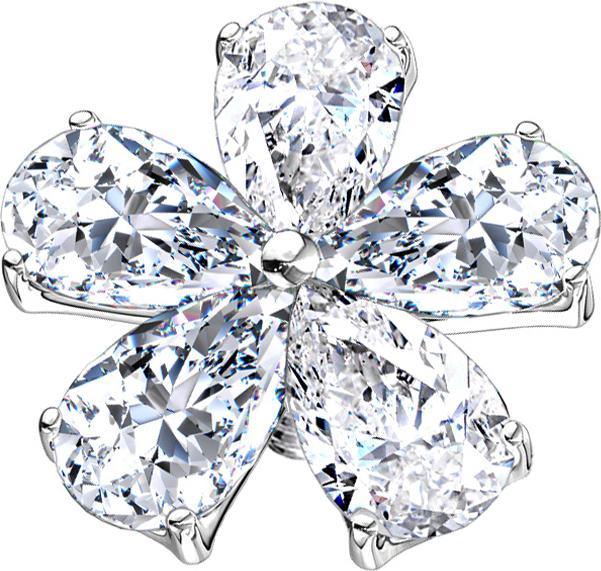 Immagine prodotto Star Piercing Fiore d'argento Dermal Anchor con gocce di cristallo (Ottone, Acciaio chirurgico 316L)