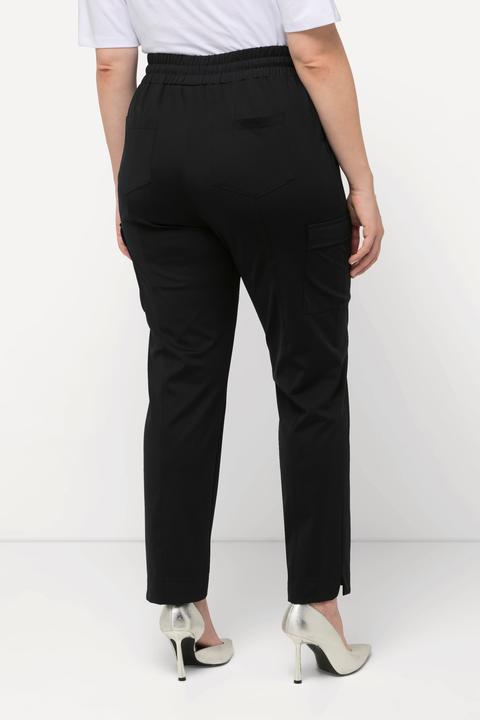 Image du produit Ulla Popken Pantalon cargo, poches, taille élastique et bas de jambe fendu (54)