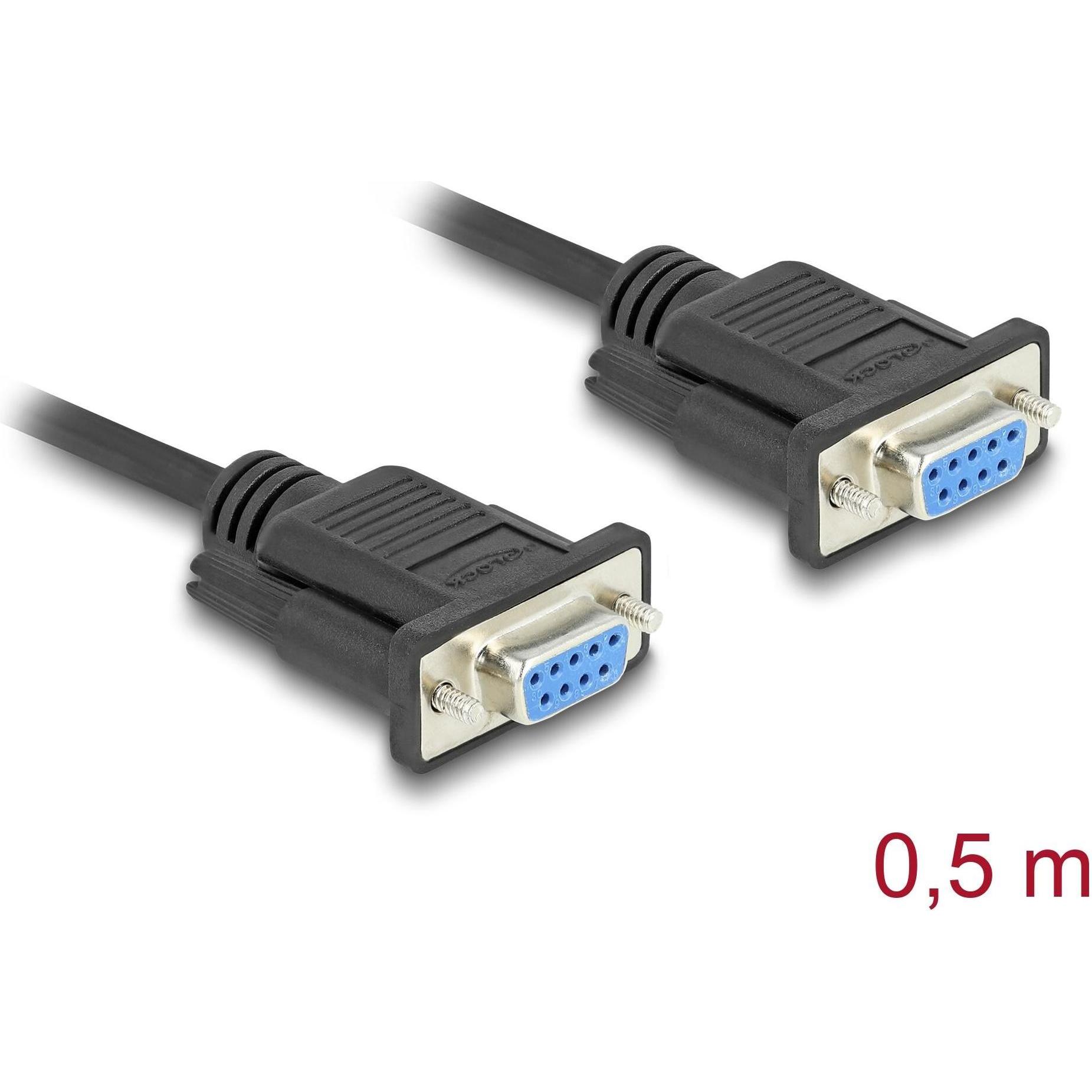 Delock Seriell Kabel RS-232 D-Sub9 Buchse zu Buchse 0,5 m (0.50 m), Schnittstellenkabel