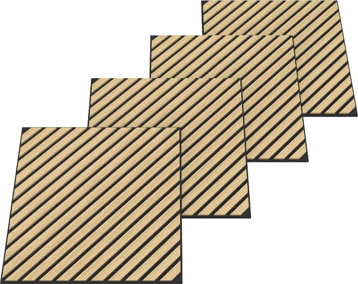 Produktbild neu.holz Akustik-Wandpaneel 4er Set Vang diagonal 1,44 m² Eichenoptik () (1.44 m², 60 x 60 cm)