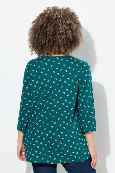 Immagine prodotto Ulla Popken Maglia dal taglio svasato con fiori, scollo a V e maniche a 3/4 (50, 52)