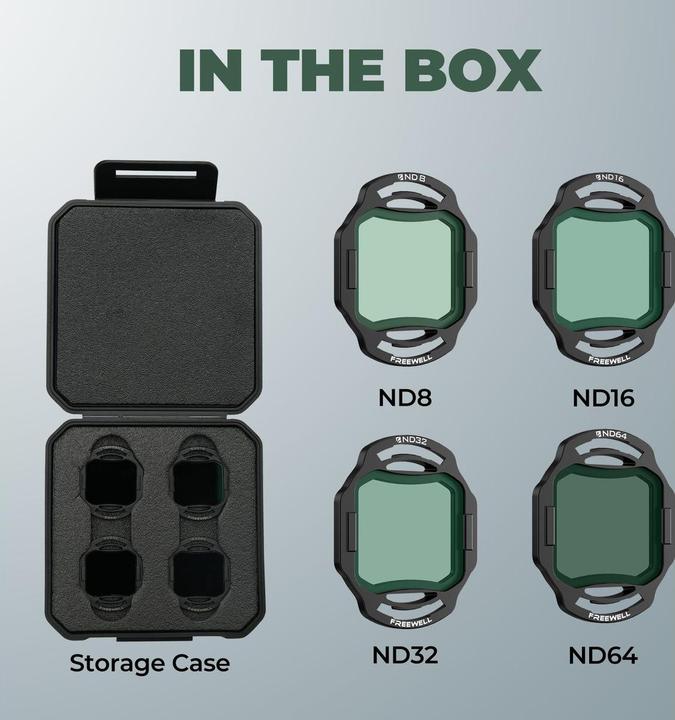 Actual product image Freewell ND Filters 4Pack ND8, ND16,ND32, ND64 (Drone filters, DJI Avata 2)