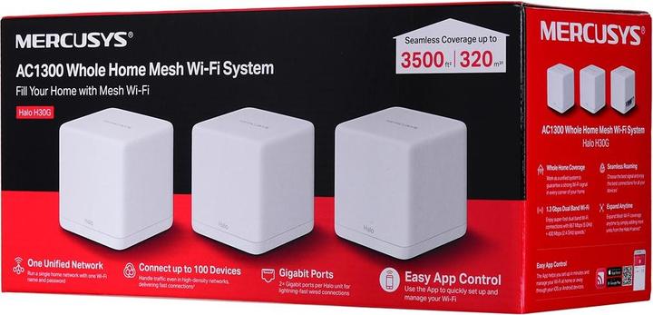 Actual product image Mercusys Halo (3-pack) Dual-Band (/5 GHz) Wi-Fi 5 (802.11ac) 2 Internal