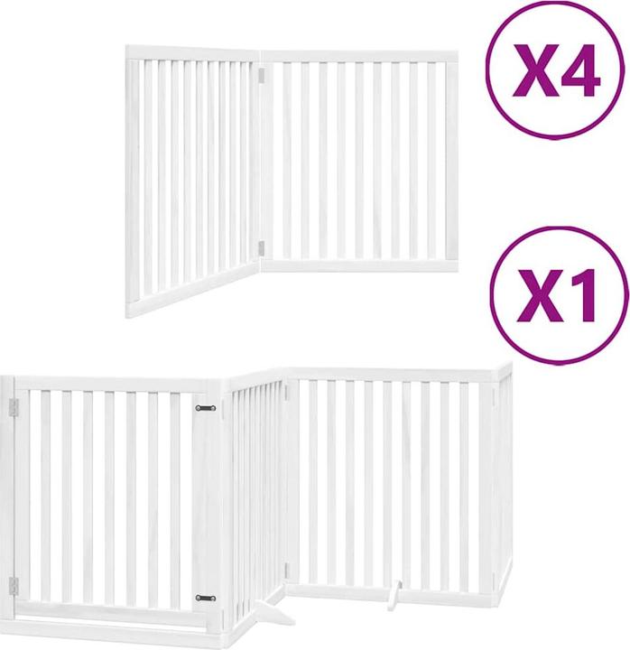 Produktbild vidaXL Hundetor mit Tür Faltbar Absperrgitter Hunde Schutzgitter 12-tlg. Holz (6 cm)