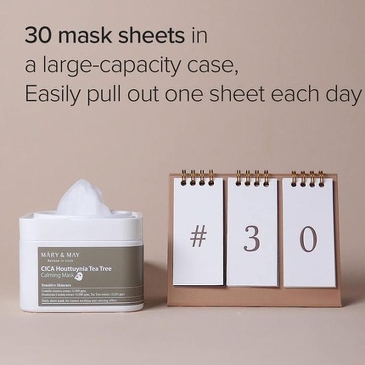 Actual product image Mary&May MARY & MAY Cica Houttuynia Tea Tree Soothing Mask, 30 sheets (400 g)