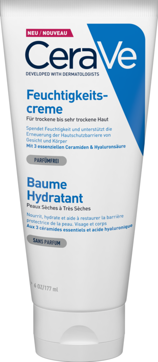 CeraVe Feuchtigkeitscreme: Reichhaltige Creme für trockene bis sehr trockene Haut für Gesicht und Körper (Körpercreme, 177 ml)