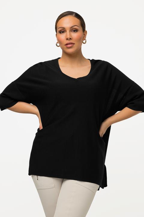 Image du produit Ulla Popken Pull oversize, encolure en V et manches courtes (60)