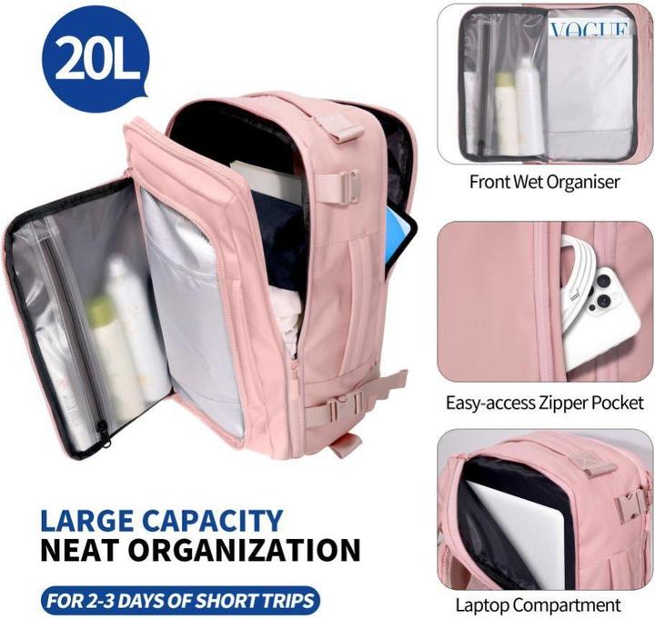 Actual product image Tech-Protect DEFENDER S50 RYANAIR & WIZZAIR TRAVEL LAPTOP CABIN BAG 20L 40x20x25 DUSTY ROSA (20 l)