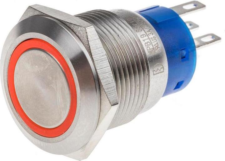 Produktbild RS PRO 19mm,stainless,DPDT,mom,12V,Red,IP67