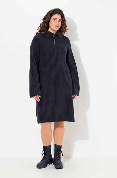 Produktbild Ulla Popken Strickkleid, A-Linie, Rippstrick, Troyerkragen, Langarm (50, 52)