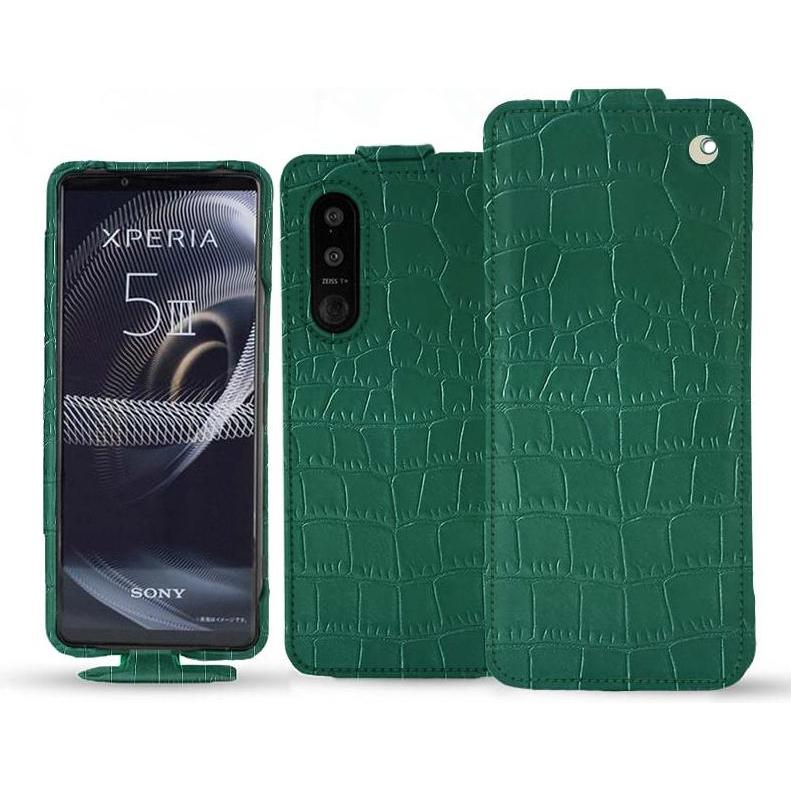 Noreve Lederschutzhülle vertikal (Sony Xperia 5 III), Smartphone Hülle, Grün