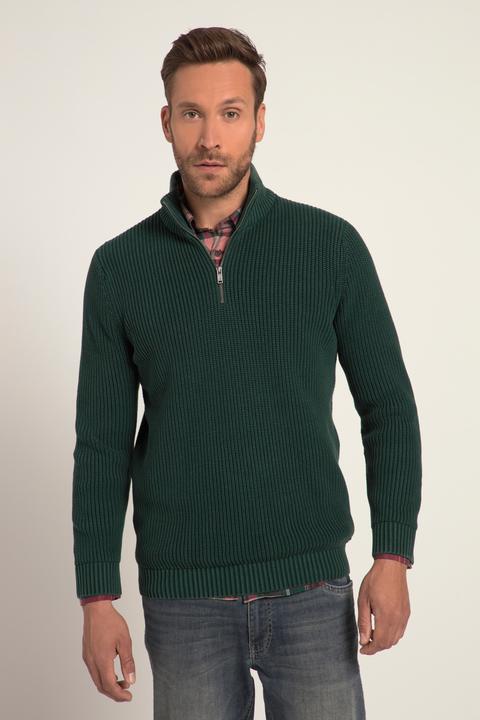 Image du produit JP1880 Pull camionneur délavage stonewashed, avec col montant zippé (3XL)