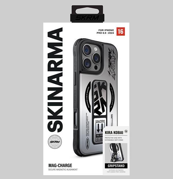 Actual product image Skinarma case Kira Kobai iPhone 16 Pro Max 6.9" Magnetic Charging Grip Stand chrome (Apple iPhone 16 Pro Max)