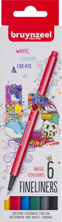 Produktbild Bruynzeel Fineliner Set 6 Farben Basic (6x)