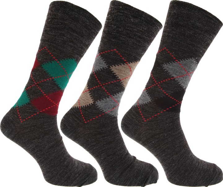 Produktbild Universal Textiles Socken mit Rautenmuster nichteinschneidende Bündchen 3erPack (3er Pack, 39 - 45)