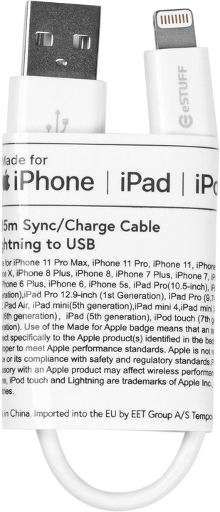 Produktbild eSTUFF Lightning Cable MFI Whit (0.15 m, USB 2.0)