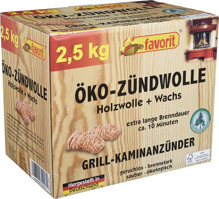 Favorit Befeuerung Öko-Zündwolle, Feueranzünder, Spar-Pack, 2,5 kg