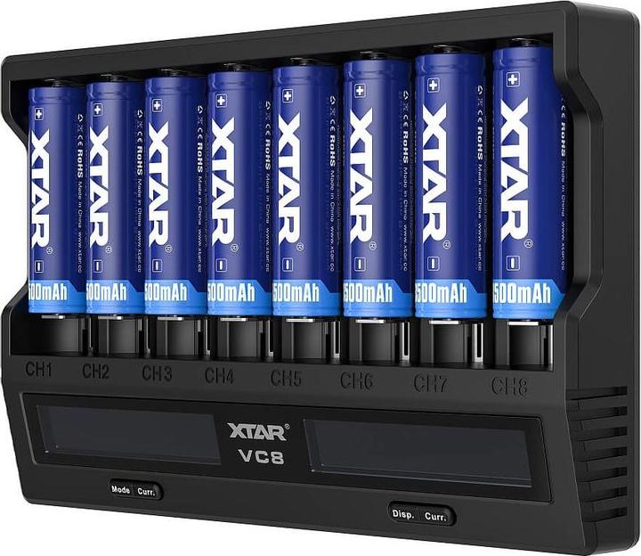 Produktbild Xtar VC8 Ladegerät (1 Stk., 10440, 14500, 14650, 16340, 17500, 17670, 18350, 18500, 18650, 18700, 20700, 21700, 22650, 25500, 26650, AA, AAA, C)