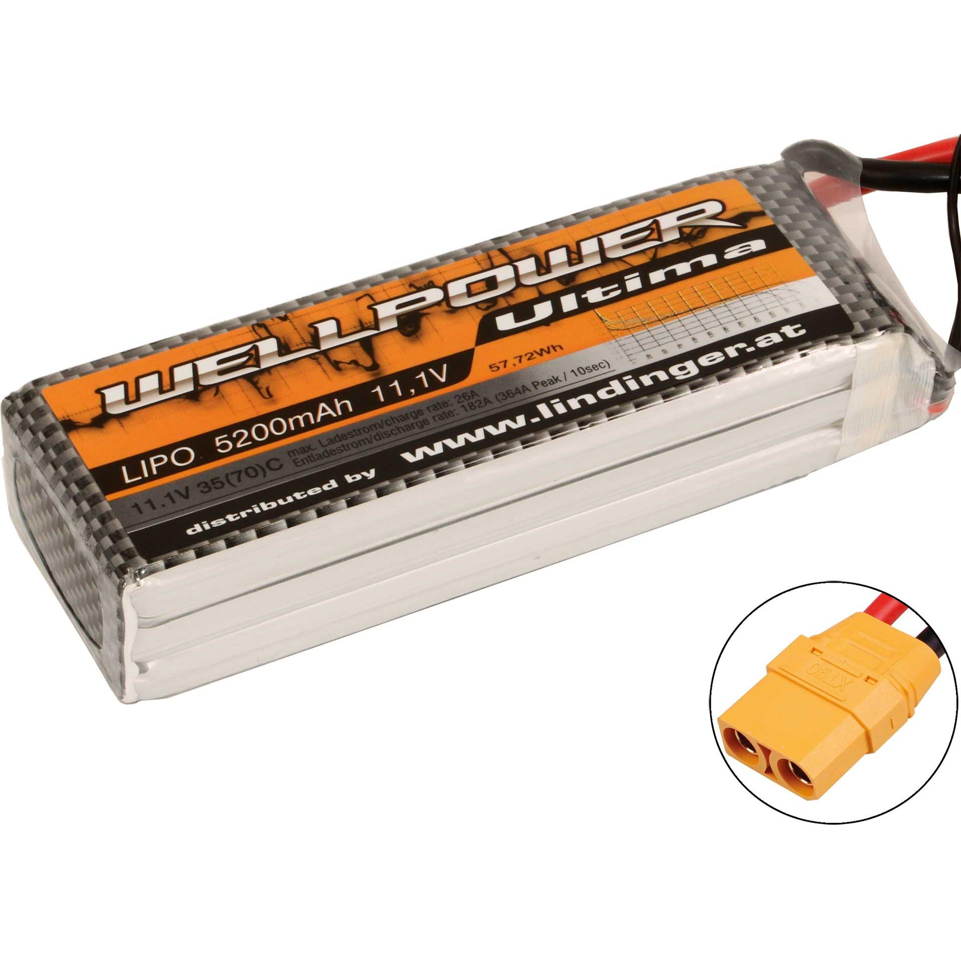 Wellpower lipo akku ultima 5200 mah / 11,1 volt 3s 35/70c ch5/8 xt-90 (11.10 V, 5200 mAh)