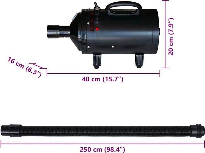Produktbild vidaXL Hundetrockner mit 3 Düsen Schwarz 2400 W (Hund)